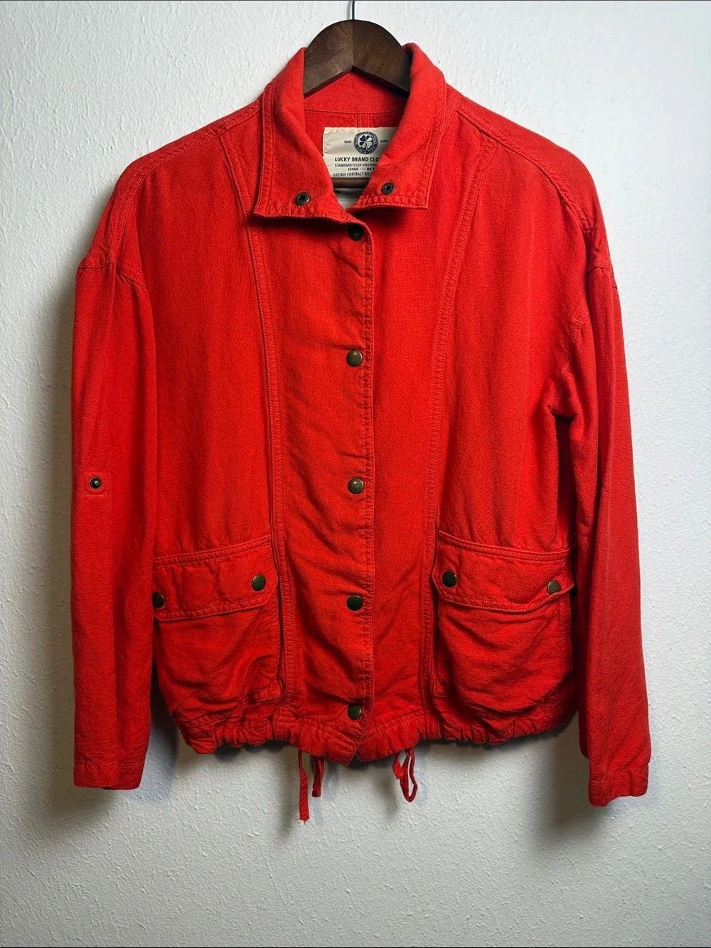 Lucky Brand Bright Red Utility Jacket with Snap Front